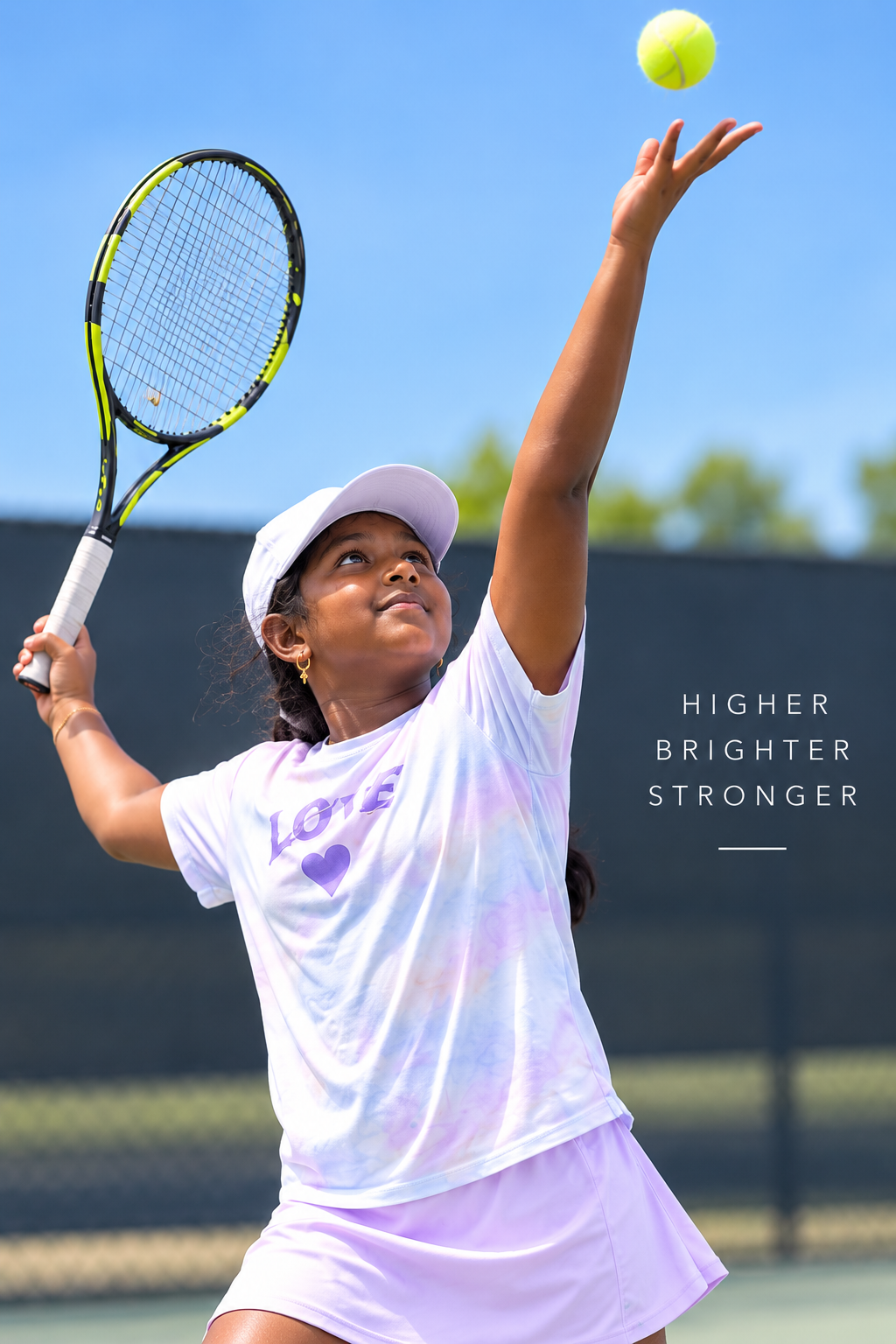 Priyanka tossing the ball to serve